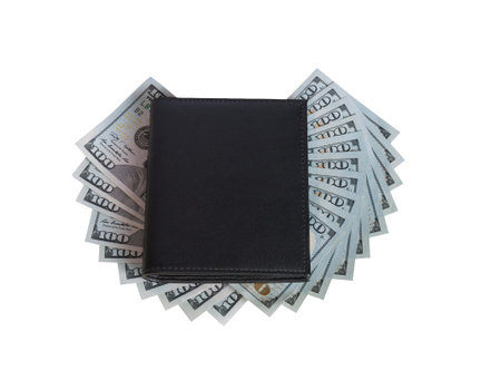 black purse is laid out on top of banknotes