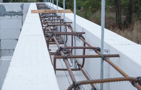 reinforcing cage is inside of aerated concrete formwork