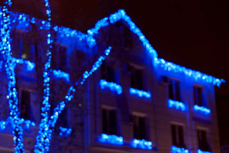 blurred image of light rays on the streets of the city at nightの写真素材