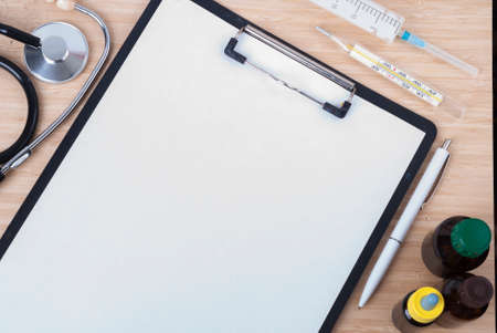 background paper for text and medical suppliesの写真素材