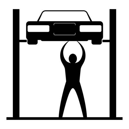 vector image - master repair the car at the service stationのイラスト素材