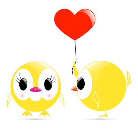 vector image - chick-boy gives a heart chick-girlのイラスト素材