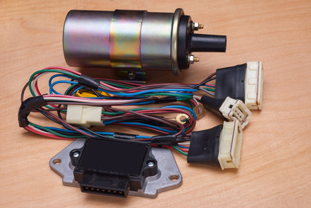 ignition coil; switch and wires on the vehicle ignition system
