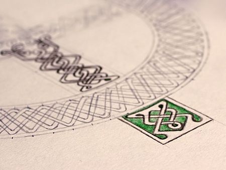 Piece of hand painted celtic circleの写真素材