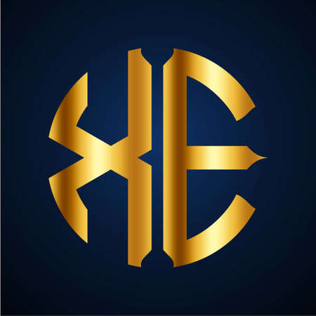 Initial circle shape and elegant gold on dark blue backgroundのイラスト素材