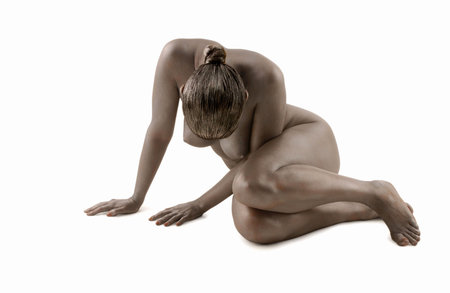 Sad naked womanの写真素材