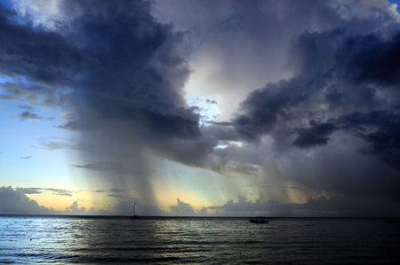 Raining on the seaの写真素材