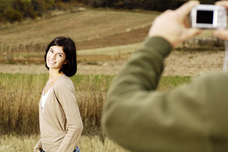 woman smiling to a cameraの写真素材