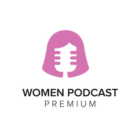 women podcast logo icon vector templateのイラスト素材
