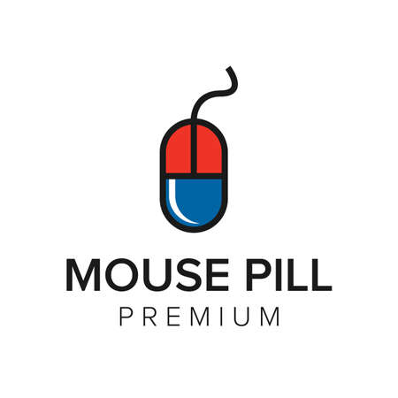 mouse pill logo icon vector templateのイラスト素材