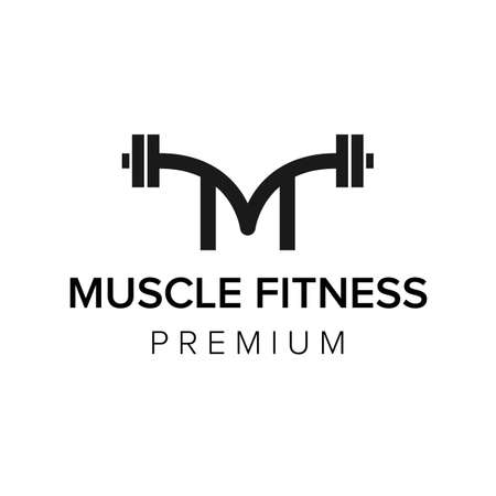 letter M muscle fitness  icon vector templateのイラスト素材
