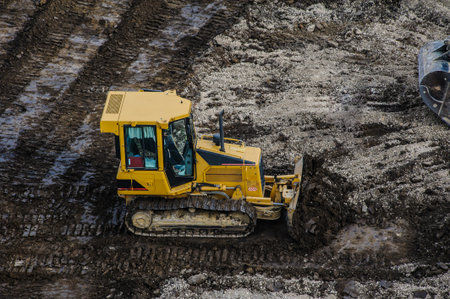digger excavator is work dig ditch truck