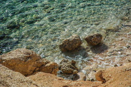 turquoise sea and stone compositon in red sea tropical locationの写真素材