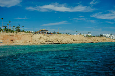 mountains in beautiful turquoise red sea nice beach with gold sand