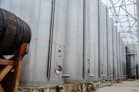 metal wine barrel steel tank winemaking industryの写真素材