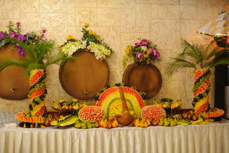 fruit decoration swan dessert wedding swan niceの写真素材