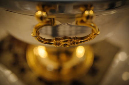 old style gold vinatge antique handle isolatedの写真素材