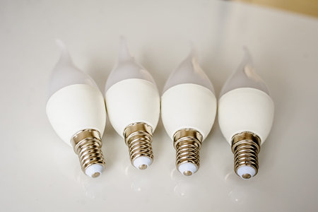 LED energy saving bulb, light-emitting diode on the table