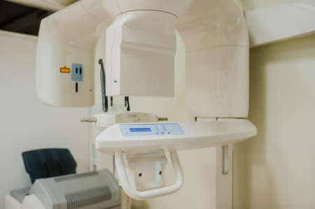 Close-up of  panoramic CT radiographe teeth x-ray in dental clinic equipment.の写真素材