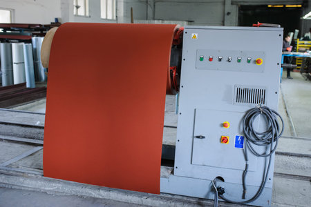 metal sheet profiling mechine at manufacturing factory with new metal coil