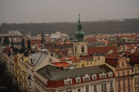 Czech Republic Prague on sunset dramatic skyの写真素材