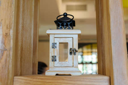 wood vintage candlestick restaurant interior decorationの写真素材