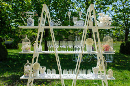 Wedding composition decoration in old vintage romantic styleの写真素材