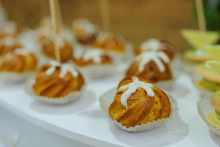 kids party candy bar from many sweet cookiesの写真素材