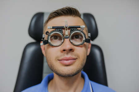 Close up glasses for optometric research in ophthalmologist clinicの写真素材