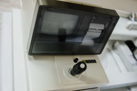 close up a screen of  non-mydriatic retinal camera equipment.の写真素材