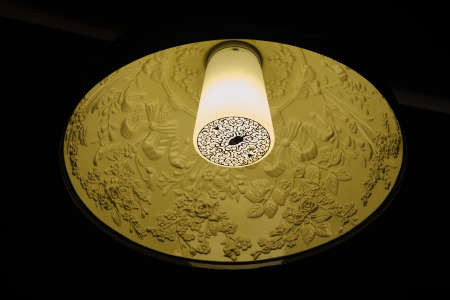 chandelier light in night in a restaurant during vacationの写真素材