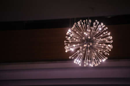chandelier light in night in a restaurant during vacationの写真素材