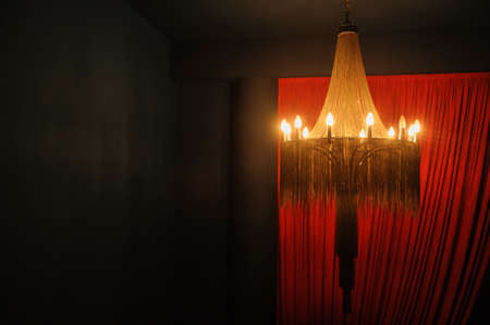 Close up gold art retro antique ceiling light の写真素材