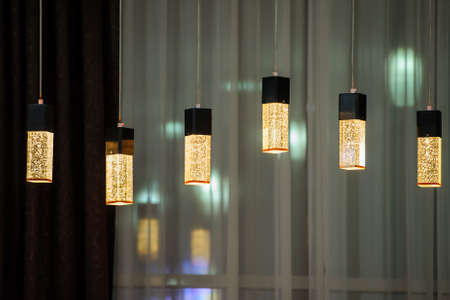 Close up gold art retro antique ceiling light の写真素材