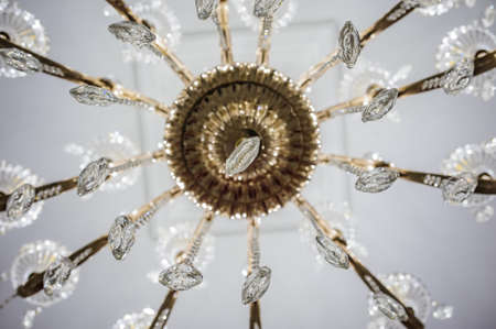 Retro antique ceiling light with crystal decoration.の写真素材