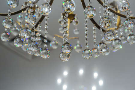 Retro antique ceiling light with crystal decoration.の写真素材