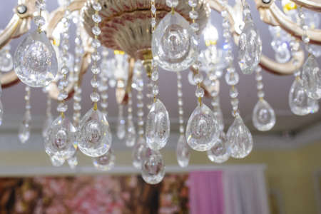 Retro antique ceiling light with crystal decoration.の写真素材