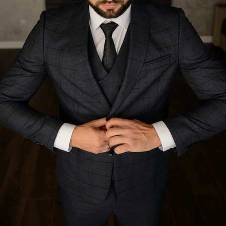 The handsome man at suit and tie, close viewの写真素材