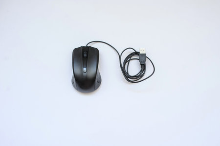 A black mouse of computer, white background