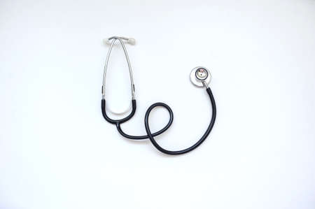 A stethoscope, close view, white backgroundの写真素材