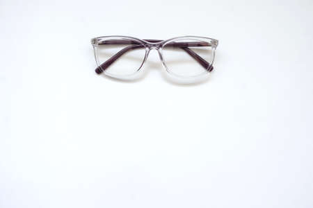 A pair of glasses, close view, whit backgroundの写真素材