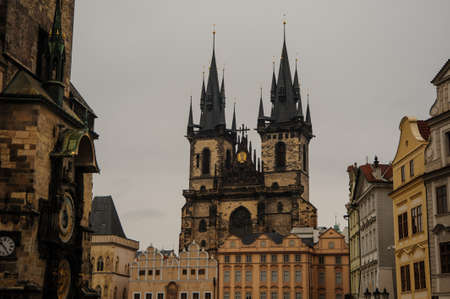 Old gotic church composed of three pillowsの写真素材