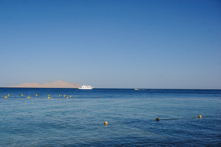 view of a boat on the Red Seaの写真素材