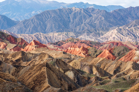 Linze County, Zhangye City, Gansu Province, colorful Danxia landformの写真素材