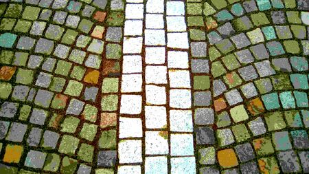 Cobblestone square of the old city of square stones. The Illustration can be used as background.の写真素材