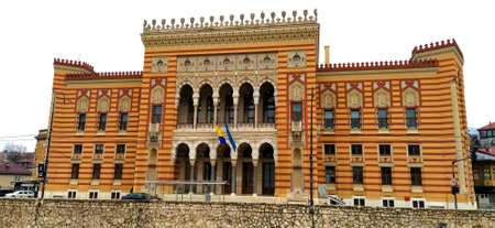 City Hall, Sarajevo, Bosnia and Herzegovina. Vijecnica is the national library. the largest and most representative building of the Austro-Hungarian period in Sarajevo and served as the city hallのeditorial素材