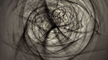 Abstract futuristic mysterious background similar to a veil, cobwebs or tangled blood vessels of the human body. Monochrome defocused image. Frosted glass with streaks and rounded backlit stripes.の写真素材