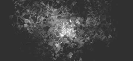 Embossed glass background. Corrugated glass monochrome. Refraction of light in a bumpy transparent surface under backlight. The play of white and gray highlights. Black areas. Abstract background.の写真素材