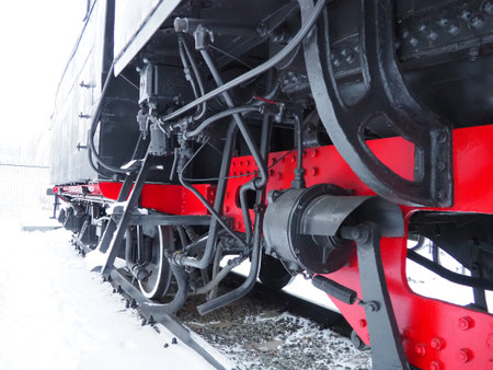 retro train. Locomotive of the 19th early 20th century with a steam engine. Vintage style. Black...