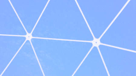 Blockchain network and internet. White lines and connected dots on a blue background. Chemical structure of a molecule or substance. Physical condition. Interaction concept. Abstract patternの写真素材